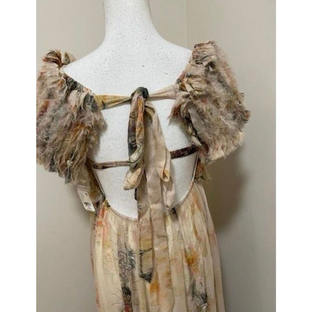 NWT Free People Irina Embellished Raw Edges Floral print Vintage Dress size L Re - Picture 7 of 10